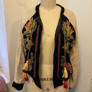 Velvet embroidered bomber